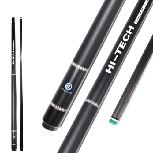 ビリヤード キュー OKHEALING 58インチ 19-20oz 1/2 ジョイント カーボンファイバープール キュースティック12.4mm キューチップ (プレイングキュー)