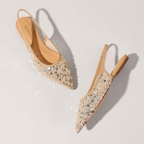 Mesh Slingback Flats for Women - Pointed Toe Elegant Slip-On Shoes, Stylish & Breathable Comfortable Flats for Wedding, Dating and Casual Wear4