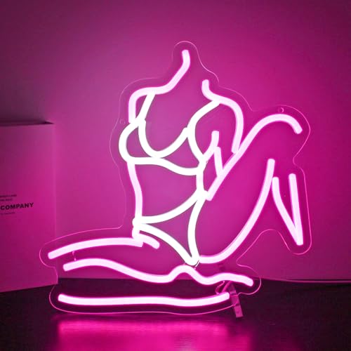 Image of Pink & White Neon Sign for Wall Decor Led Light Sign Neon Light for Room Party Home Wall Decor USB Powered - Lady