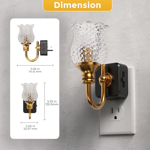 Image of L LOHAS LED Night Lights Plug into Wall, 3000K Soft White LED Floral Night Lights with Auto Sensor, 0-100lm Adjustable Brightness, for Hallway Bedroom Stairway