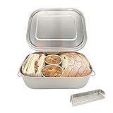 UPTRUST Leak Proof Stainless Steel Lunch Food Container, Large Bento Boxes Metal Lunch Box for Kids or Adults - Lockable Clips (1400ML/47oz)