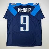 Facsimile Autographed Steve McNair Tennessee Navy Blue Reprint Laser Auto Football Jersey Size Men's XL