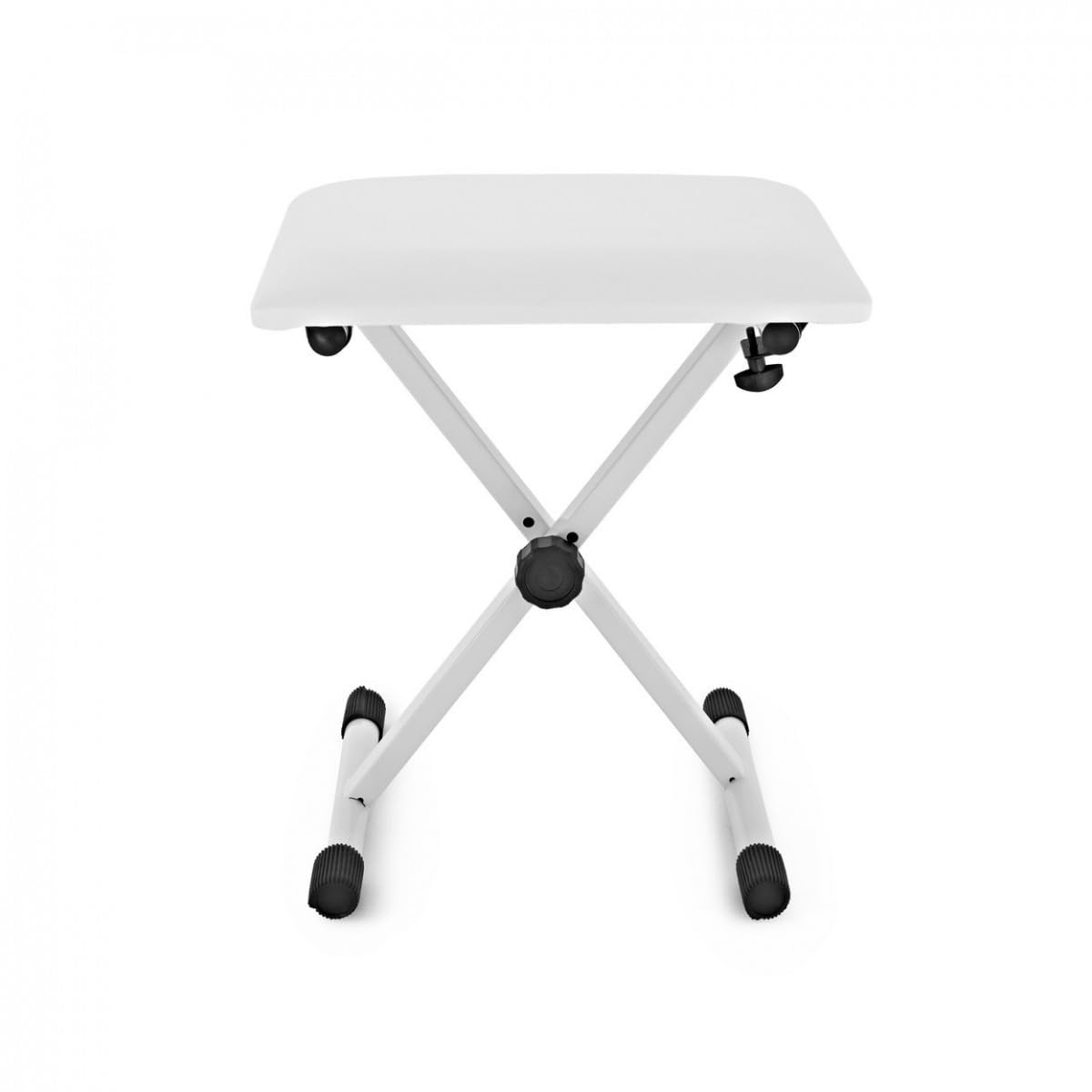 gear4music Banco Blanco para Teclado de Piano 110 KG de Peso máximo | Tres alturas ajustables, se pliega plano para almacenaje, tapa acolchada en polipiel, carga máx 110kg