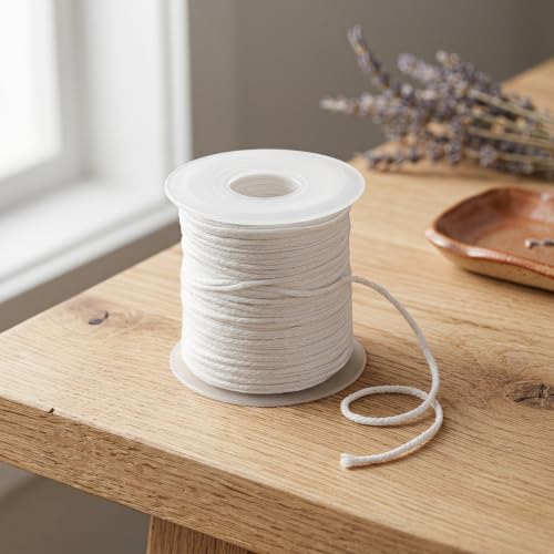 Pabilo para vela de algodón trenzado 30m spool blanco miniatura 3