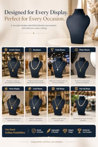Image of morel JEWELS (8 INCH) PLASTIC NECKLACE JEWELRY STAND IMITATION JEWELLERY NECKLACE DISPLAY STAND BLACK FOR NECK CHAIN MOTI MALA DISPLAY STAND.(PACK OF 2)