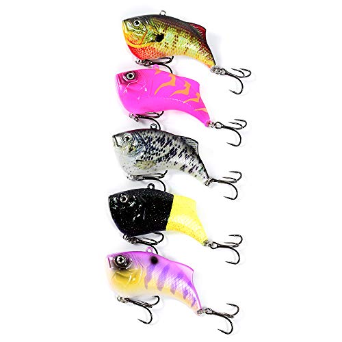 Yialia 65mm 14g Plástico Duro VIB Isca Crankbait 3D Olhos Realistas Afundando Iscas De Pesca Gancho