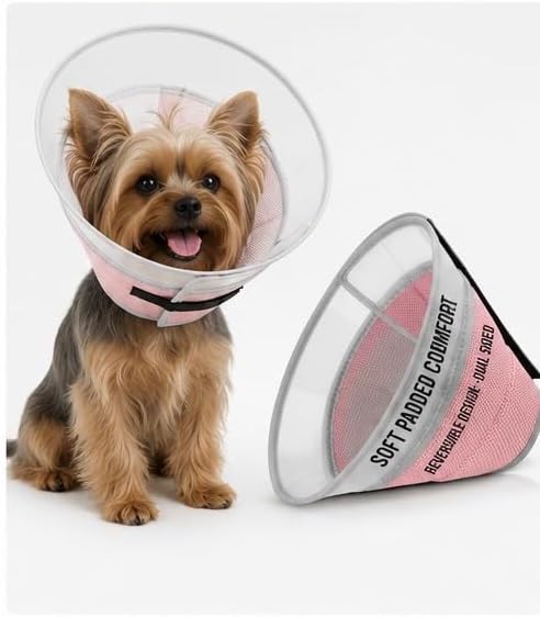 Soft Dog Cone Collar to Stop Licking Small,Medium.Large Dog Cone,Adjustable and Reversible Design,Non-Woven Breathable Fabric, Elizabethan Recovery Collar After Surgery for Cat or Dogs (Pink, Small)