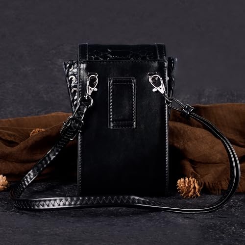 Gothic Skull Purse,Small Crossbody Bag,Studded Leather Mini Cell Phone Bag with Adjustble Strap for Men Women4