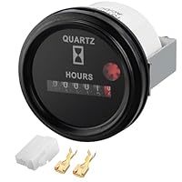 AUTOUTLET Runder Quarz-Betriebsstundenzähler 12-72V DC/AC, Mechanischer Betriebsstundenzähler mit Metallbügel, Wasserdichter Motor-Stundenzähler für Motorrad, ATV, Schneemobil, Rasen