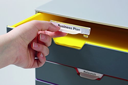 Durable Keyed Lock Desktop Drawer Organizer (Varicolor 4 Compartments With Removable Labels) 11" W X 14" D X 11.375" H, Gray & Multicolored (760627) #TOP5