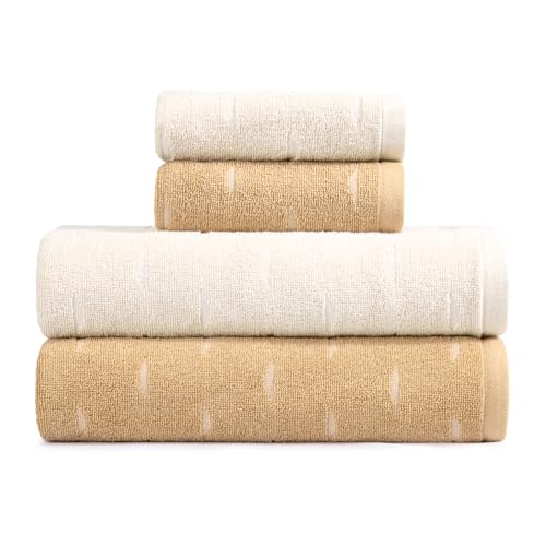 MYTRIDENT Towel Set, 100% Cotton, Set of 4 (2 Bath & 2 Hand) Highly Absorbent Towels for Bath, Vanilla Fragrance, 500 GSM, Fragrance Collection