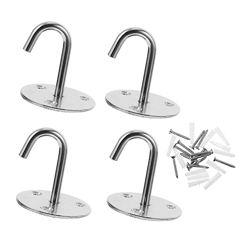 VILLFUL 4pcs Hook Heavy Duty Clothes Hanger Plant Hangers Ceiling Hanger Heavy Duty Clothes Rack Heavy Duty Plant Hanger Clothes Rack Heavy Duty Plasterboard Toggle Stainless Steel Silver