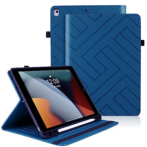 Funda para iPad 9,7 Pulgadas (6.ª/5.ª Generación) iPad 2018/2017, iPad Air 1/ Air 2 Carcasa Cuero PU Flip Estuche Case con Soporte y Auto-Sueño/Estela - Azul Marino