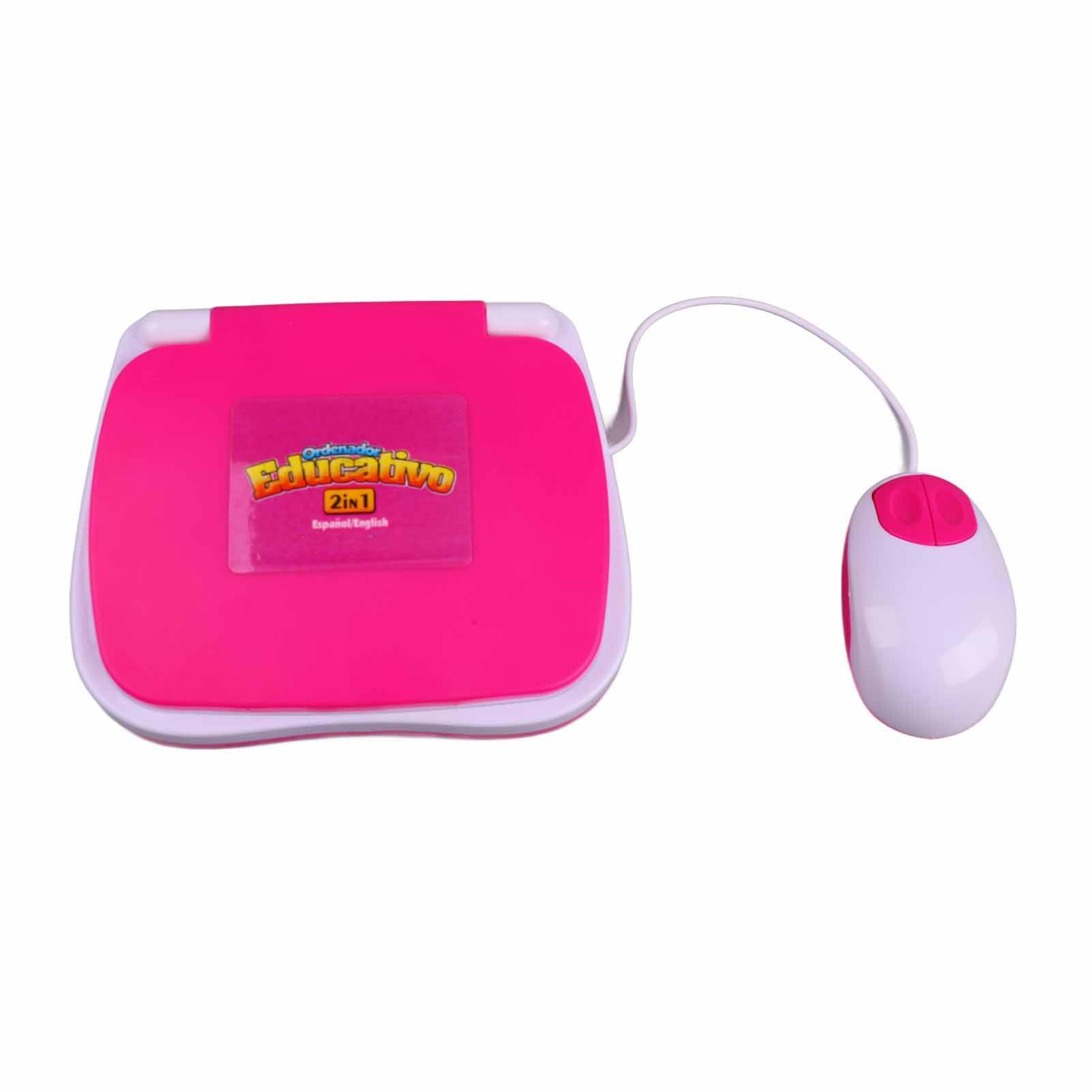 Masyrt Portátil Infantil Bilingüe (Inglés-Español) Con Teclado Y Música | Juguete Educativo En Rosa Para Niños