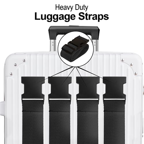 Image of Luggage Straps for Suitcases TSA Approved Travel Belt 8 Pack by Chelmon (Black)