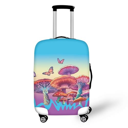 Mushrooms And Butterflies Luggage Protector Set Travel Luggage Cover Protector Stretchy Washable Suitcase Cover With Zippers for 18-32 Inch Luggage Protector for Suitcase Suitcase Cover-XL