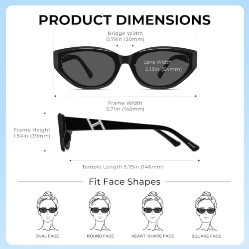 LOHO Cat Eye Sunglasses for Women,Y2K 90s Trendy Womens Cat Eye Sunglasses Polarized，Lightweight Black Retro Cat Eye Sunglasses，Fashion Women Sunglasses for Women for Outdoor,Travel,Sea,Beach,Driving — view 4