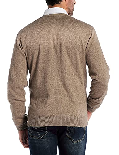 Kallspin Men's Wool Blended Cardigan Sweaters V Neck Button Down Cardigans with Pockets(Coffee, Large) - Image 3