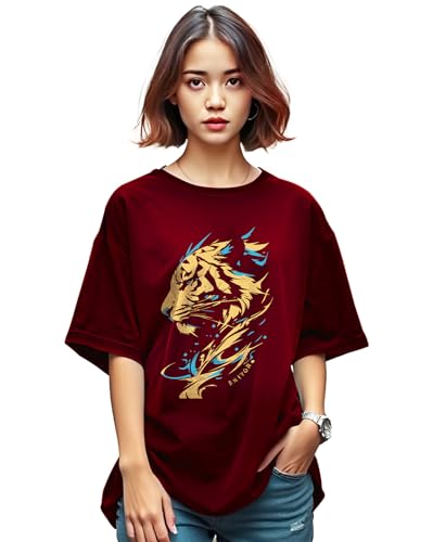 Image of AUSK Oversized T-Shirts || Printed Half Sleeve Tshirt for Womens