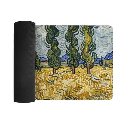 Desk Pad Protector 24x12 Inch Extended Wheat Fields and Cypress Trees Keyboard Mouse Mat miniatura 3
