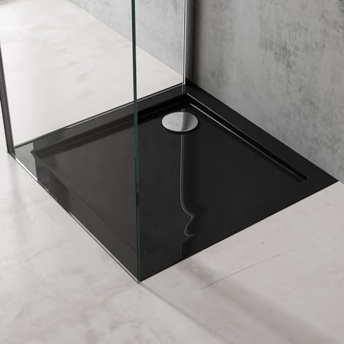 doporro Piatto Doccia 75x75x4cm Faro1 in Acrilico, Forma: Quadrato, Nero