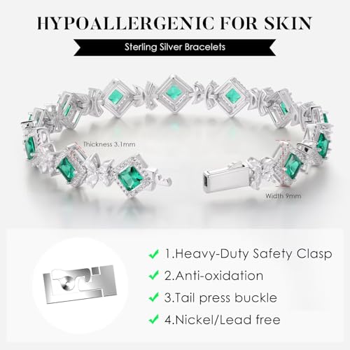 Iefil Tennis Bracelets for Women - 925 Sterling Silver Birthstone Tennis Bracelet, Anniversary Birthday Gifts, Birthstone Jewelry for Women Wife Mom Daughter2