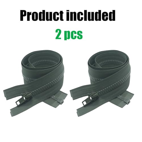 Image of YaHoGa 2PCS #5 31 inch Separating Jacket Zippers for Sewing Coats Jacket Zipper Replacement Plastic Zippers Bulk (31 inch Olive Green)