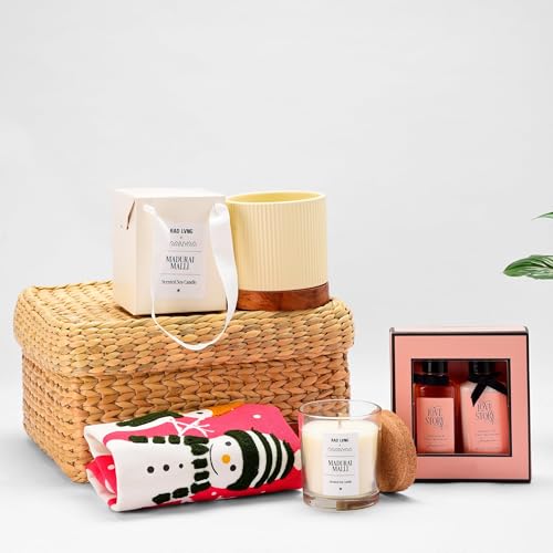 Image of Plant & Pamper Gift Basket for Her | Spa & Wellness Hamper | Jasmine Candle, Planter Pot, Premium Bath & Body Set & Cushion Cover | Packed in Sea Grass reusable Basket Birthday, Anniversary & Wedding Gift