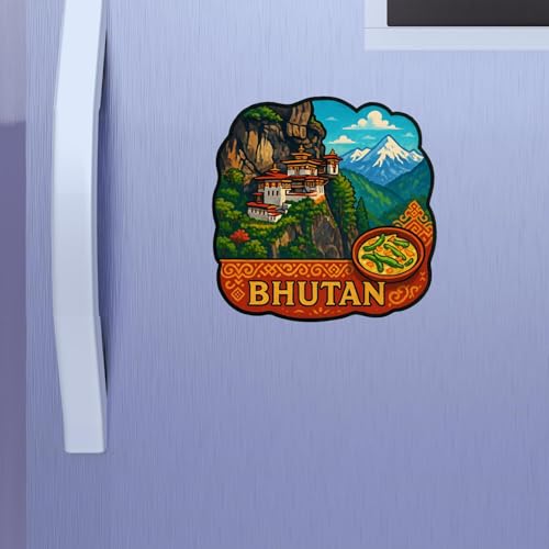 Image of Zesta Wooden Fridge Magnets Set | Refrigerator Decor Magnets for Kitchen | India Souvenir Fridge Magnet Collection | Wooden Magnet for Fridge Door Decoration (Bhutan)