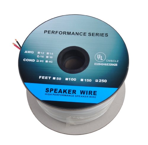 Image of C&E 250 ft 16AWG CL2 Rated 2-Conductor Loud Speaker Cable for in-Wall Installation