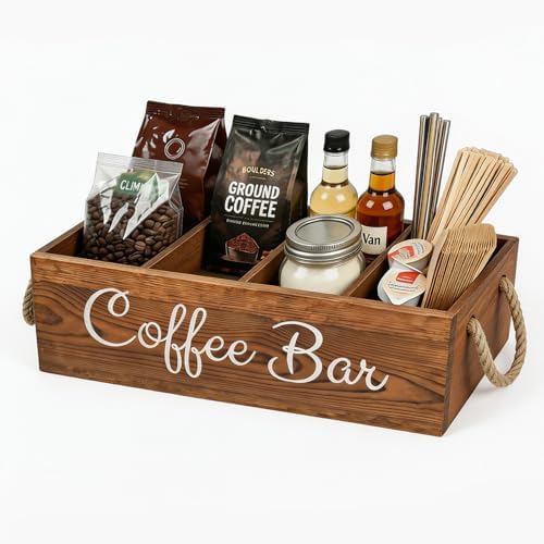 QUALLON Coffee Station Organizer with Small Removable Dividers, W...