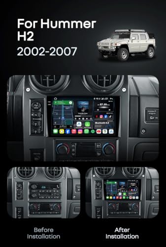 Radio coche pantalla QLED 2K de 9 pulgadas para Hummer H2 E85 7