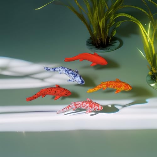 Miniature Koi Fish Set (10pcs, 5 Styles): Realistic Resin Sinking Ornamental Fish for Dollhouse...