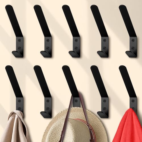 Ganchos para Abrigos 10 Piezas, Ganchos Percheros de Pared con Tornillos, para Baño, Cocina, Oficina, Colgar Abrigo Sombrero Toalla Bufanda