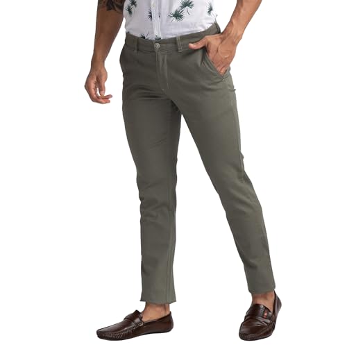 Image of Parx Men's Cotton Blend Print Pattern Low Rise Tapered Fit Flat Front Casual Trouser
