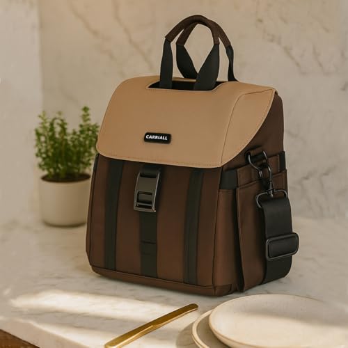 Image of Carriall Nova Meal Bag - Brown Lunch Bag /Tiffin Bag for Daily Use, Office, College, School, Travel & Picnic | Easy to Clean & Easy to Carry | 6.7 L Storage Capacity | For Men, Women, Boys & Girls