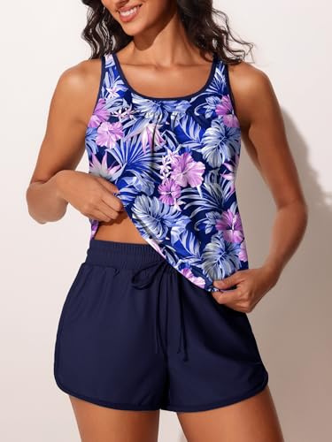Image of Summer Mae Blouson Women's Tankini Swimsuits Tummy Control Modest 2026 Two Piece with Sporty Pockets Bathing Suits