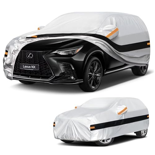 Image of 10 Layers SUV Car Cover Custom Fit for Lexus NX (2014-2026) NX250, NX300, NX350, Waterproof All Weather for Automobiles, Outdoor Full Cover Sun Dust Rain Protection with Cotton. Silver