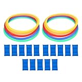 TPAUFY Hopscotchs Rings Game-10 Multi-Colored Plastics Rings for Indoor Or Outdoor Use-Fun Creative Play Set for School Class Training Use