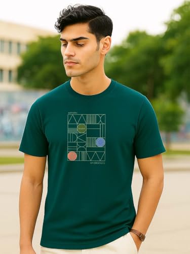 Image of Nobero Men's Regular Graphic Printed T-Shirt for Men | Soft Cotton | Classic Fit | Printed Casual Tshirt for Men
