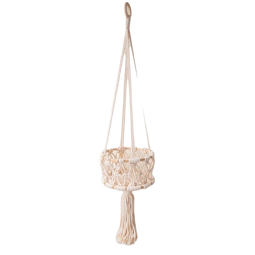 CTRLZS Tassel Hanging Basket Bohemian Home Decor Flower Pot Rack Hanging Fruit Basket Kitchen Indoor Outdoor Decoration A