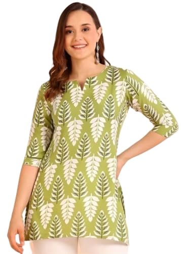 Image of Women's Short Kurti in TopsTunic Rayon Cotton Blend | Ladies Ethnic Tunic