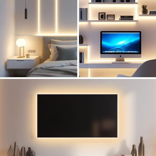 Image of iNextStation 6.56FT 3000K Warm White COB LED Strip Lights USB 5V LED Strips | High CRI93+ 640LEDs LED Lights Strip, 0.98Inch Cuttable LED Tape Lights, Dimmable LED Lights for TV Backlight, Mirror Decor