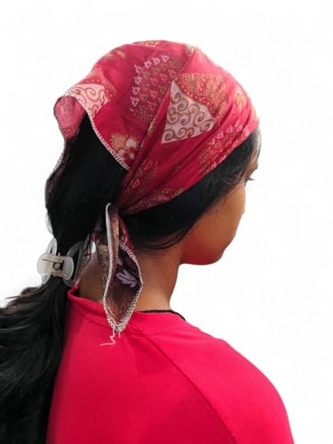 Mango Gifts Set of 24 Indian Pure Silk Square Scarves | 20" x 20" Floral Printed Lightweight Soft Bandanas & Sari Headbands, Assorted Color Mix2