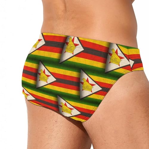 Vintage Zimbabwe Flag Men's Swim Briefs Low Waist Bikini Swimsuit Underwear Beach Swimwear3