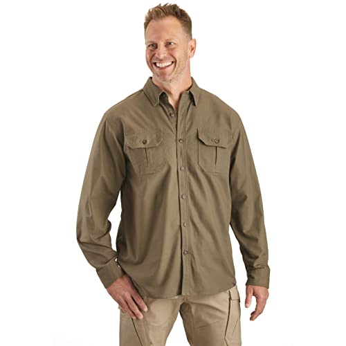 Guide Gear Men's Casual Button Down Shirt, Long Sleeve, Work, Camping, Sportsman's Flex Canvas
