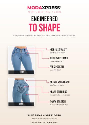 Image of Moda Xpress Women's Butt Lifting High Waisted Bootcut Jeans - Stretchy, Comfortable Flare Jeans in Junior Size Vintage Style