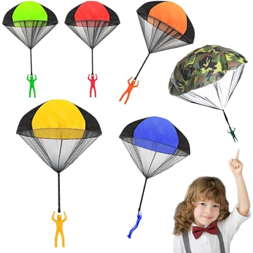 6 Stück Fallschirmspringer Spielzeug Fallschirmspringer Kindergeburtstag Spiele perfekt für Outdoor-Spaß Kindergeburtstagspartys und Geschenktüten - begeistert Kinder mit fliegenden Abenteuern