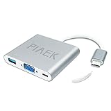 USB Type C to VGA Adapter - Multiport USB3.0 Hub Type-C Female with Charging & Video Converter for Apple MacBook,ChromeBook Pixel Projector TV and More Type-c Devices