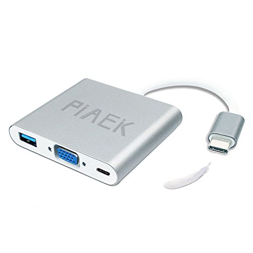 USB Type C to VGA Adapter - Multiport USB3.0 Hub Type-C Female with Charging & Video Converter for Apple MacBook,ChromeBook Pixel Projector TV and More Type-c Devices
